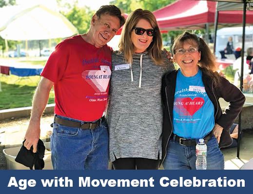 Age with Movement Celebration, image of three individuals at the 2021 celebration