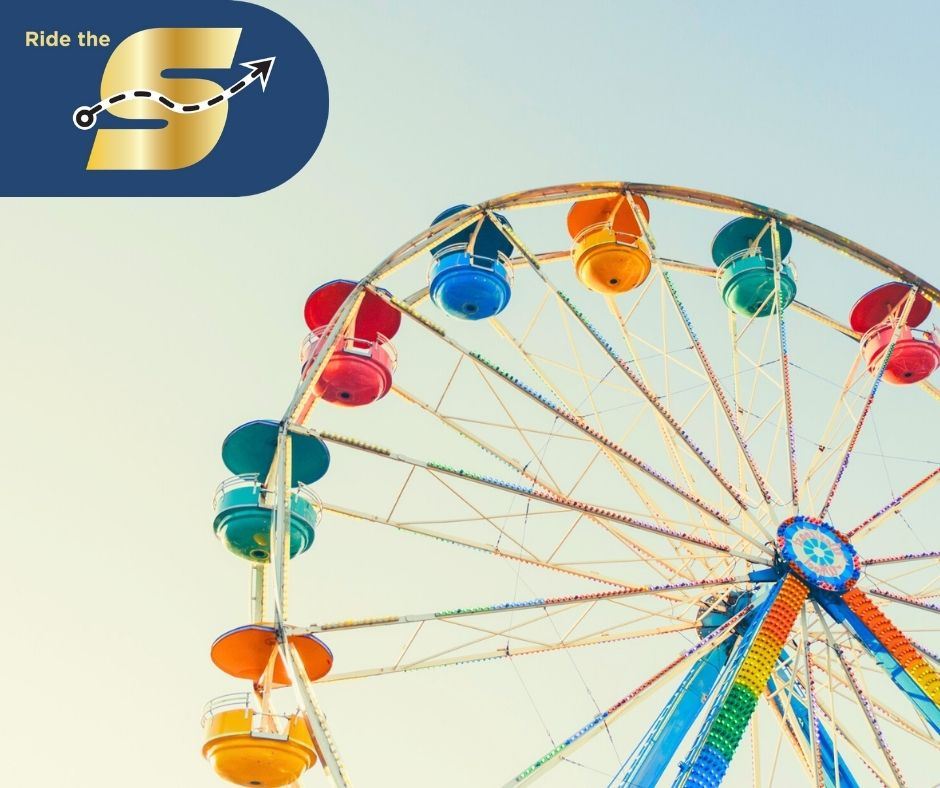 Image of a ferris wheel, Ride The S logo