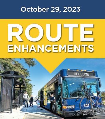 October 29, 2023 Route Enhancements, image of The S bus at a bus stop