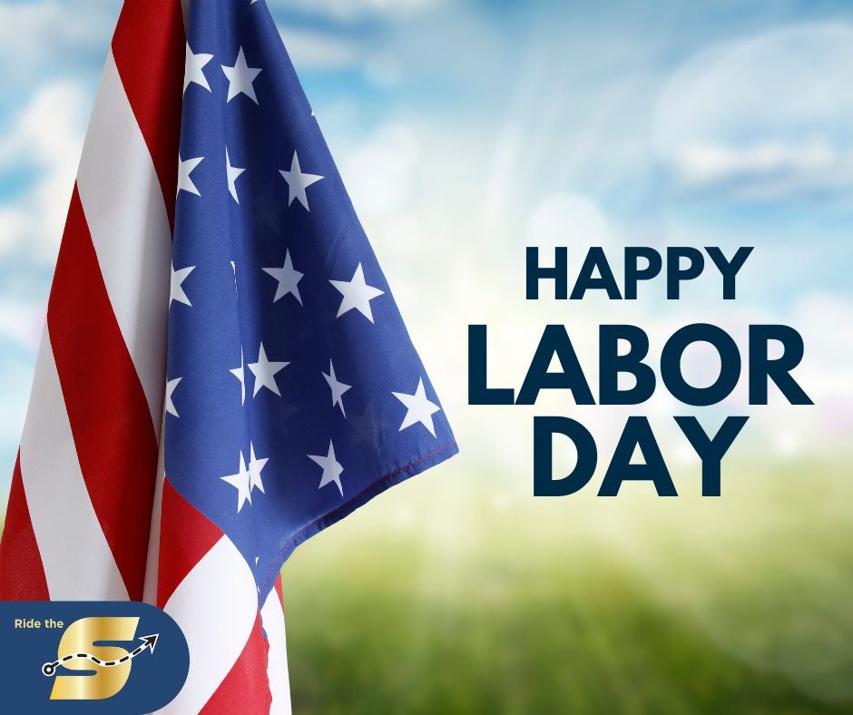 Ride The S logo, happy Labor Day, image of an American flag