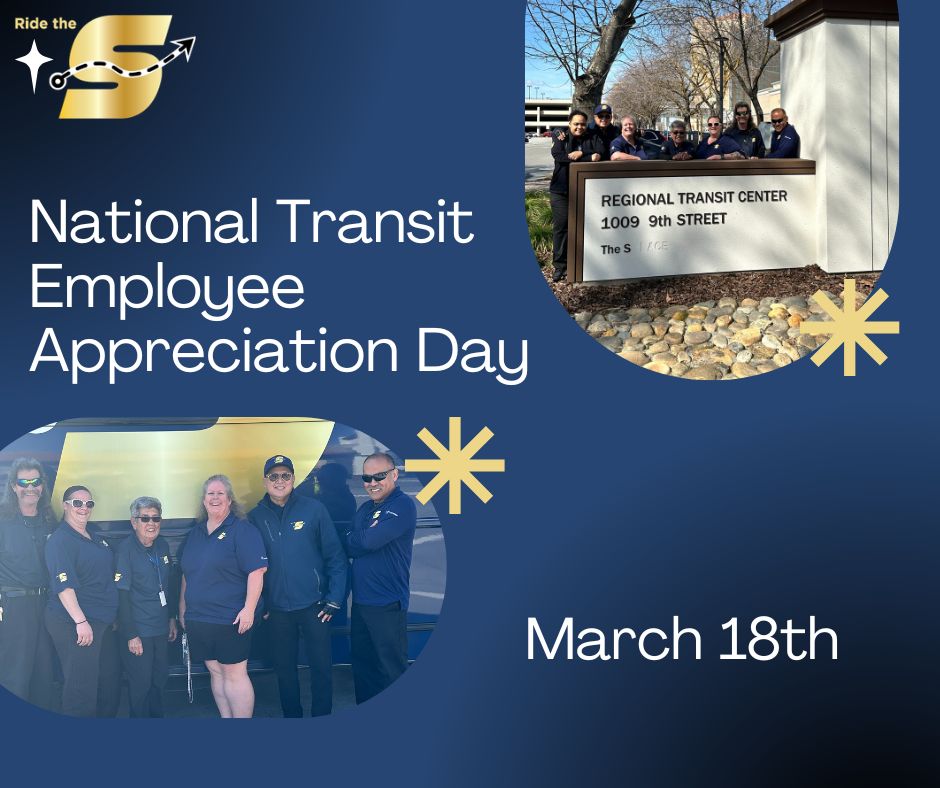 National Transit Employee Appreciation Day, March 18th, Ride the S logo, images of StanRTA employees