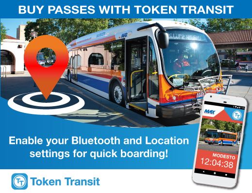 Buy passes with Token Transit. Enable your Bluetooth and location settings for quick boarding.
