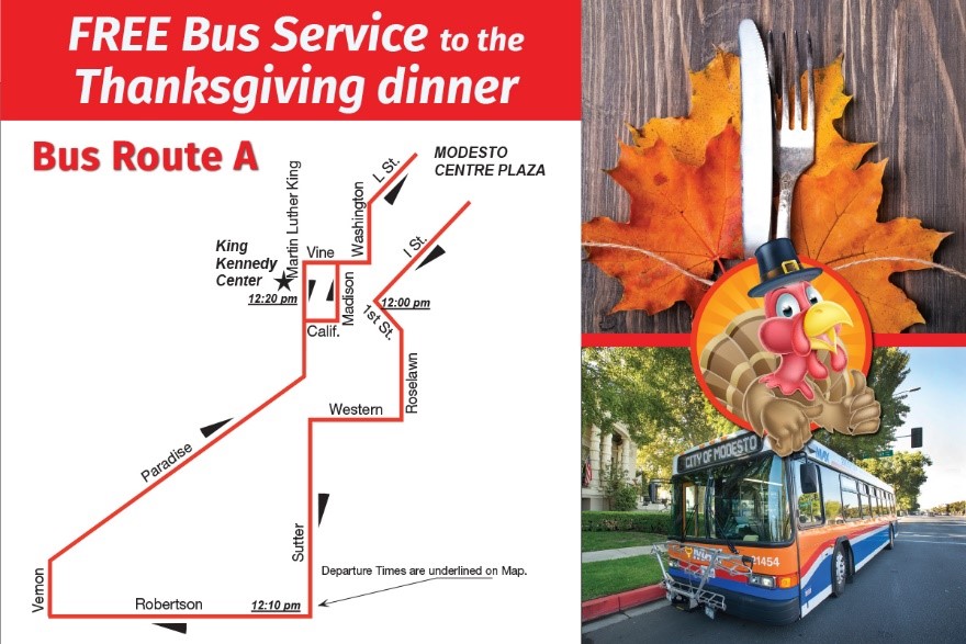 Free Bus Service to the Thanksgiving Dinner Route A Map